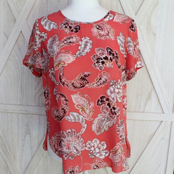 Spense Short Sleeve Floral Top S Petite - Picture 1 of 11